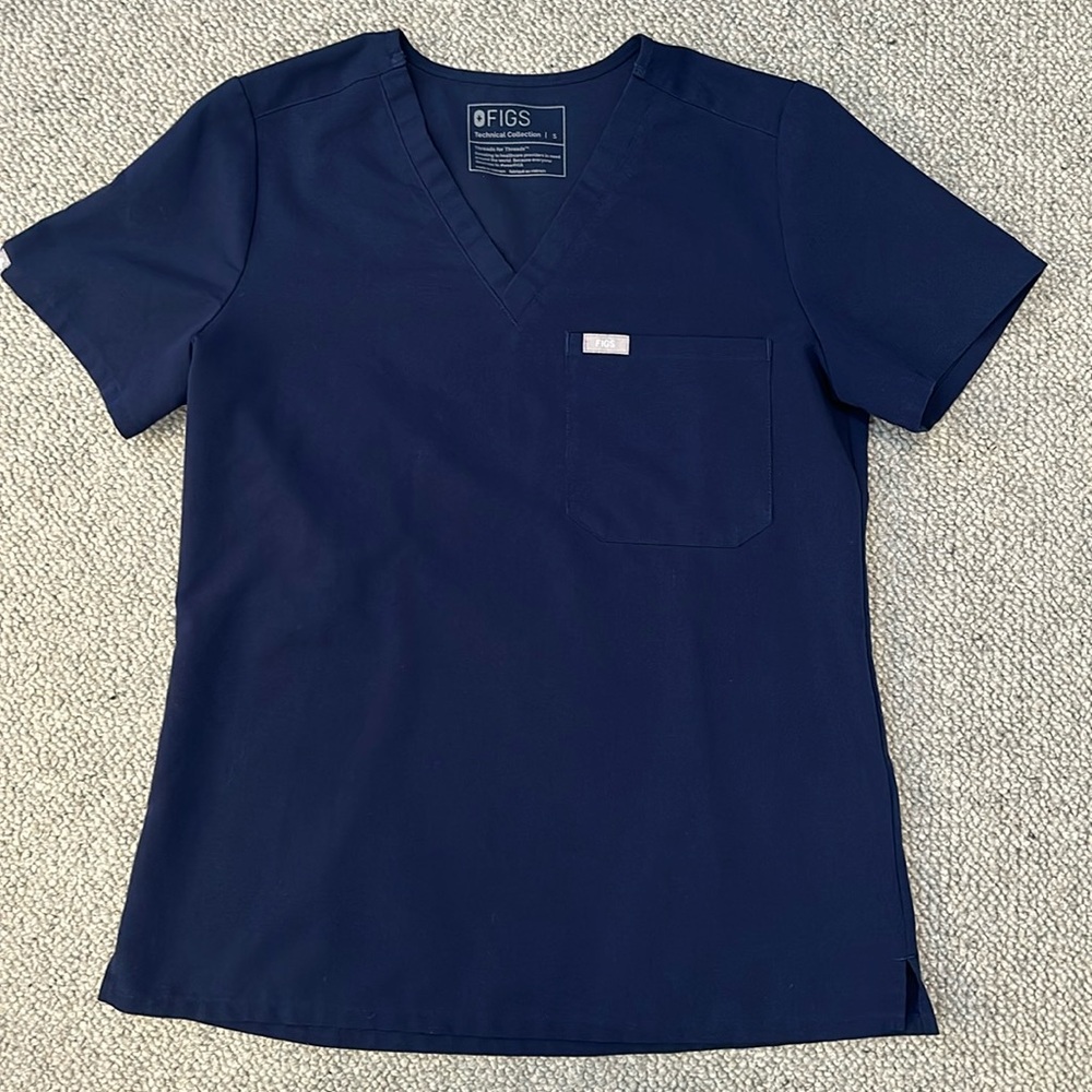 FIGS Women’s Catarina Navy One-Pocket Scrub Top Size Small